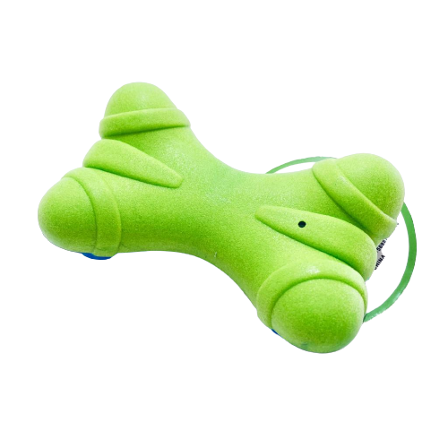 Hueso pequeño azul y verde de goma