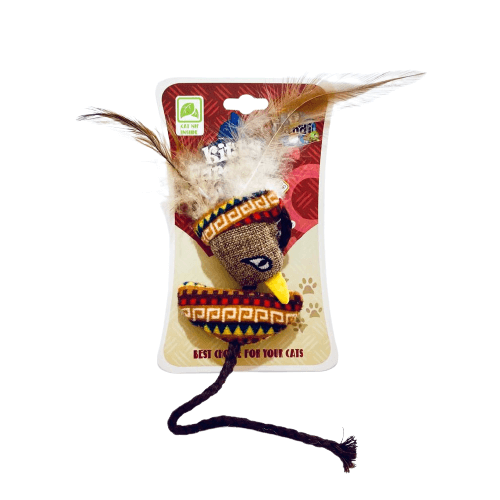 Juguete interactivo con hierba gatera y forma de pájaro