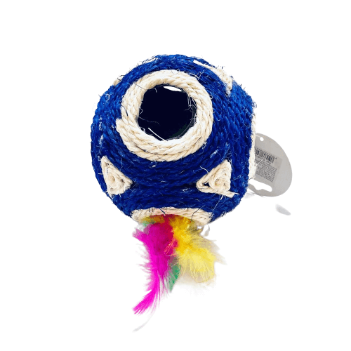 Juguete interactivo rascador de pelota con plumas y cascabel